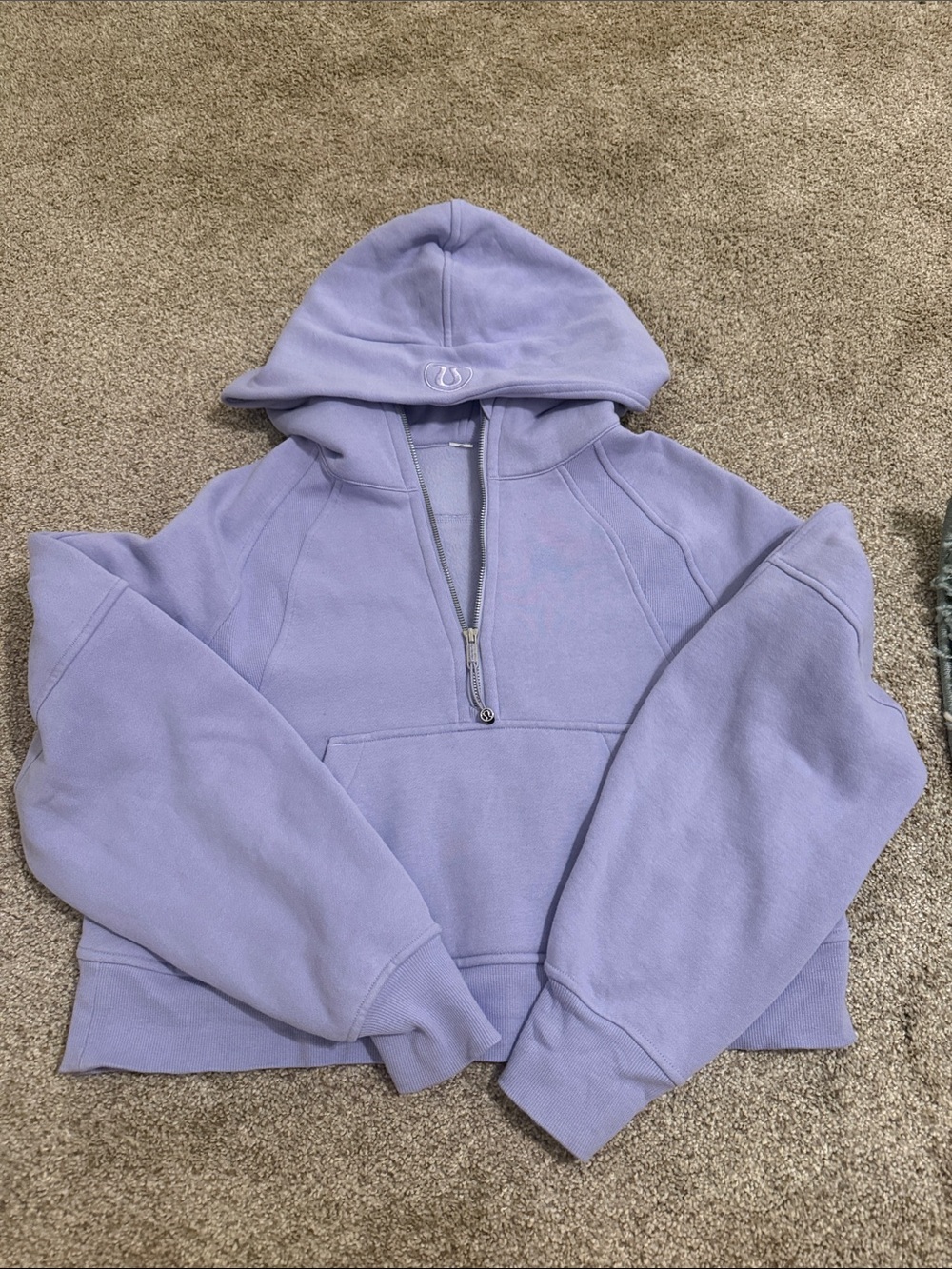 Lavender Half-Zip Hooded scuba - Women's